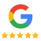 the google logo with five stars around it
